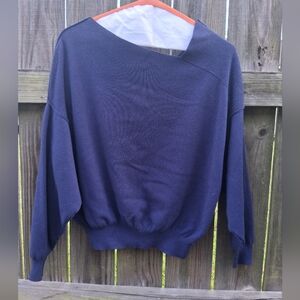 Navy Blue Off-Shoulder Sweater